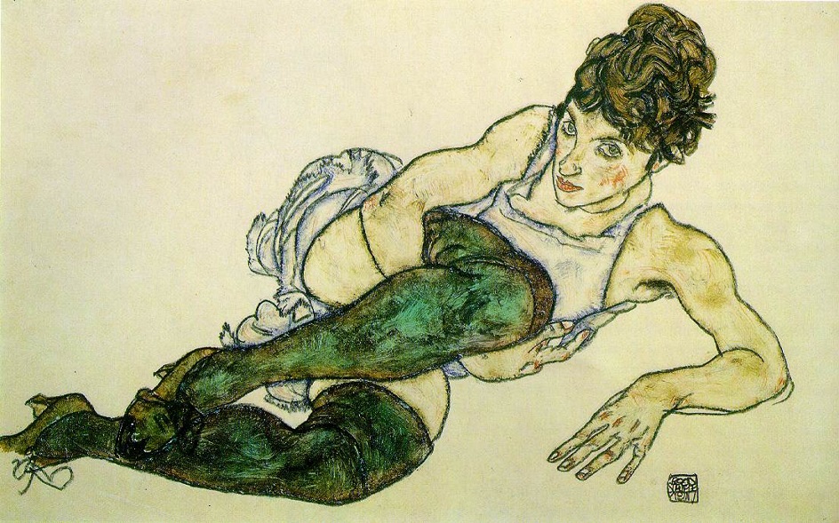 Женщина в зеленых чулках - картина Эгона Шиле, Egon Schiele - Живопись Картины Художники Музеи